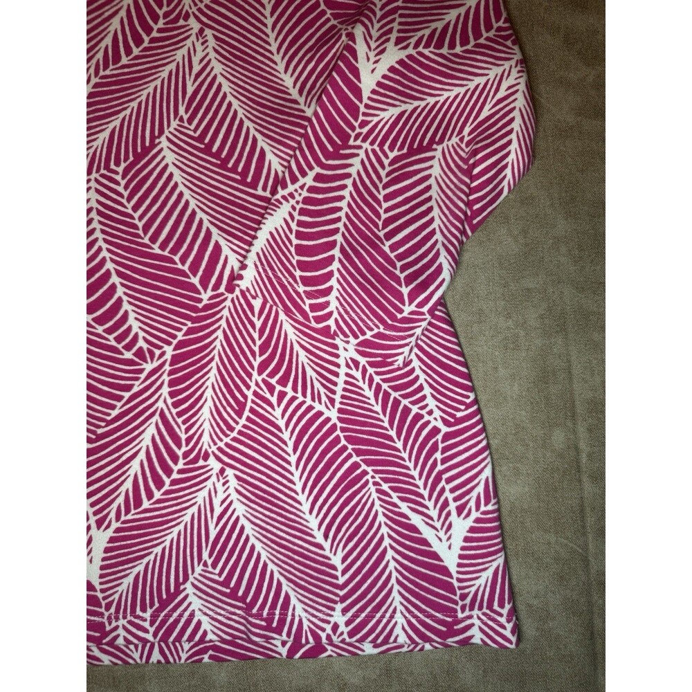 Kim Rogers Womens Multicolor Abstract Blouse Short Sleeve Sz SMALL Pink - Picture 3 of 4